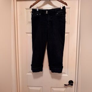 Chico’s Platinum Dark Denim Women's Cuffed Capri Jeans size 1